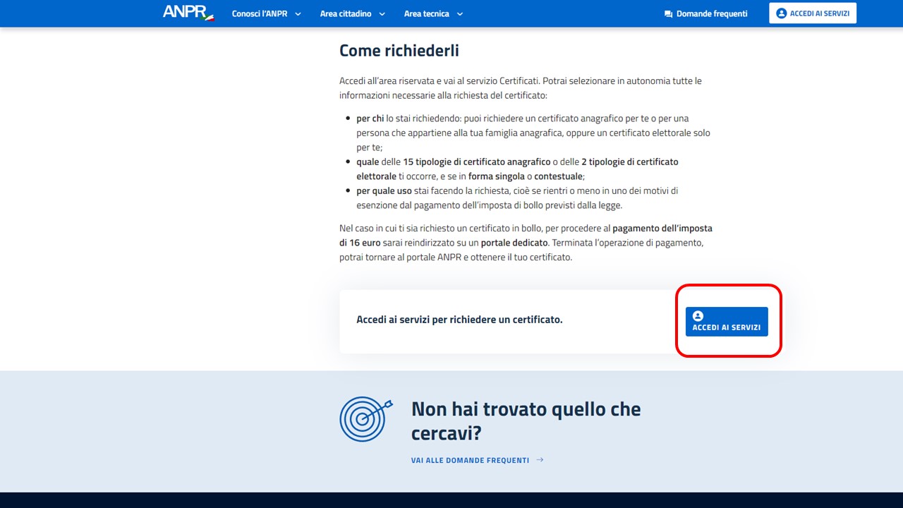 ANPR - Accesso al servizio