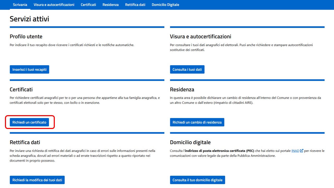 ANPR - scelta del servizio