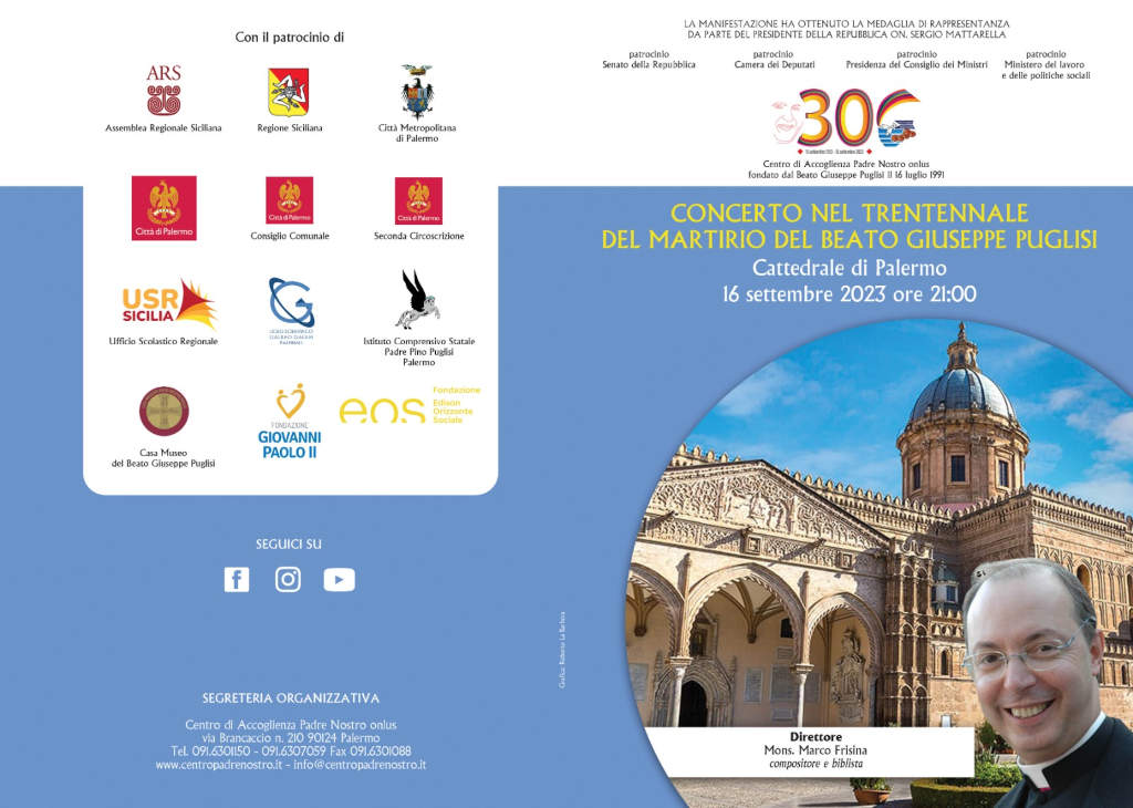 Programma concerto nel Trentennale del martirio del Beato Giuseppe Puglisi